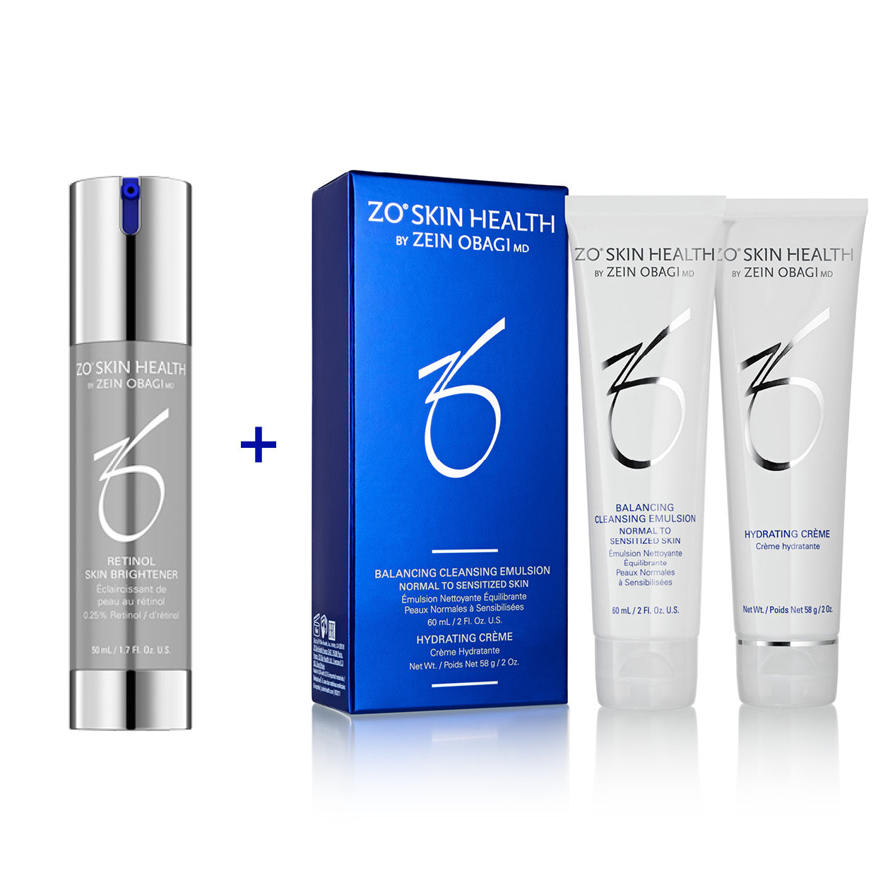 Retinol Skin Brightener 0,25% (50mL) + Balancing Cleansing Complex (60mL) & Hydrating Creme (58g)