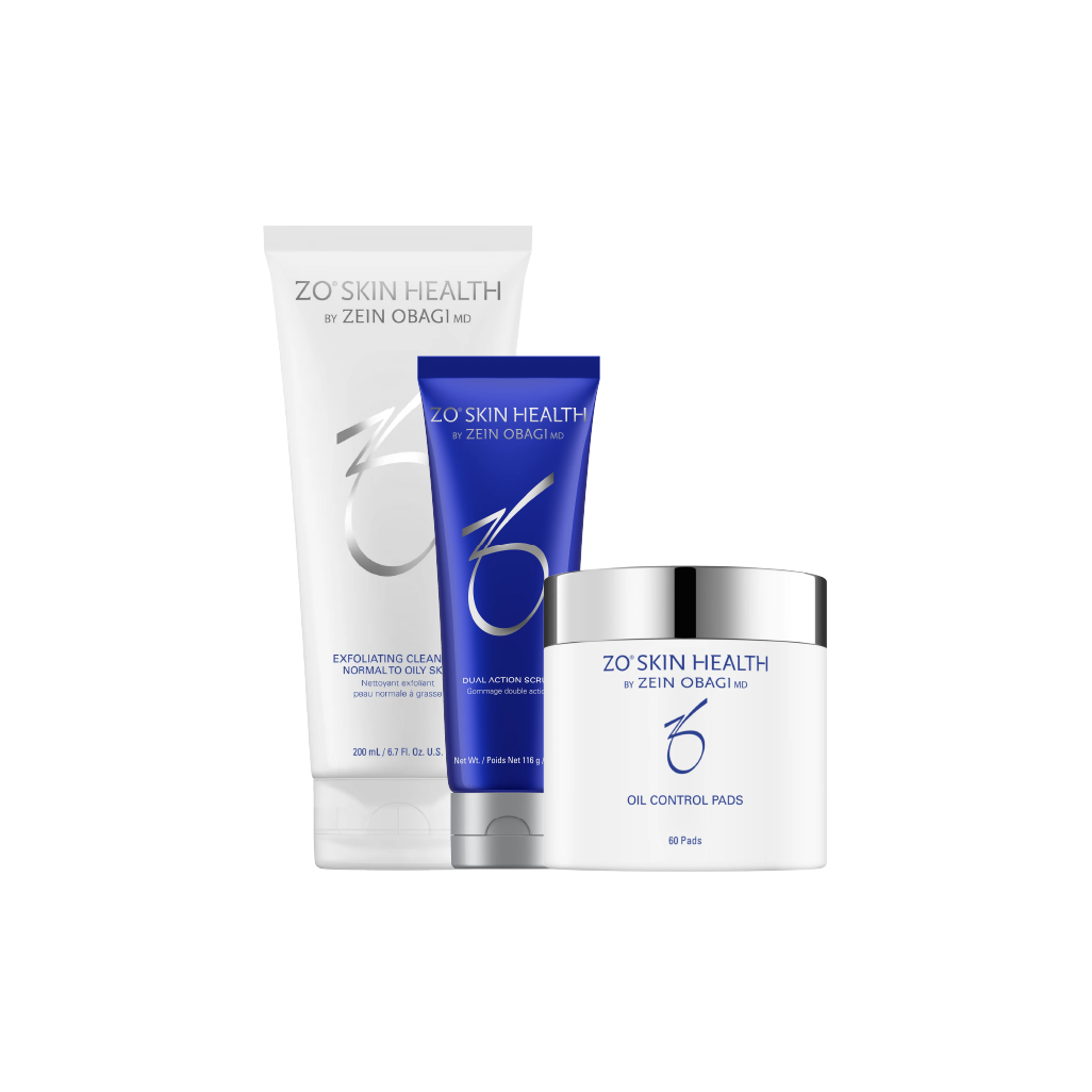 Getting Skin Ready Kit med Exfoliating Cleanser, Dual-Action Scrub & Oil Control Pads