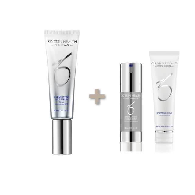 ZO Illuminating AOX Serum, 50 ml + Exfoliation Accelerator 30 ml & Hydrating Créme 58 g KAMPAGNE